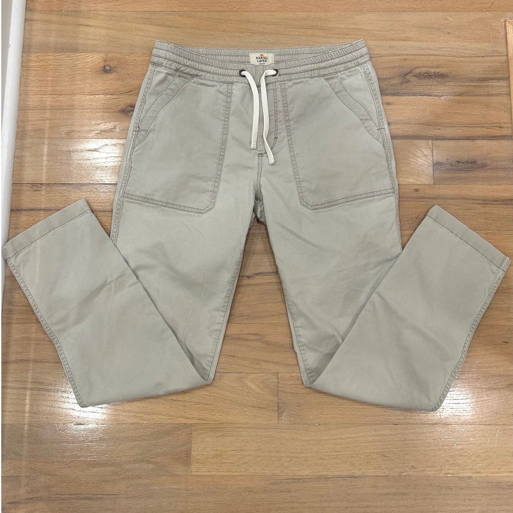 Men's Marine Layer Saturday Pants Drawstring Chino Cream Khaki M